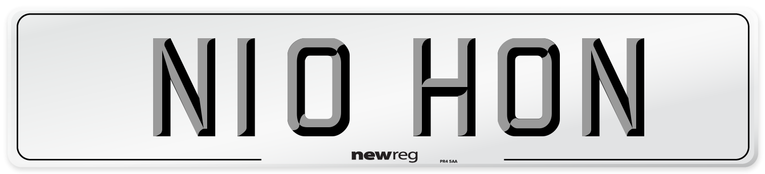 N10 HON Number Plate from New Reg